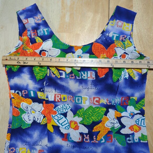 JAMS WORLD Mini dress Size 11 Multicolored blue Tropical floral Vintage - Picture 7 of 10